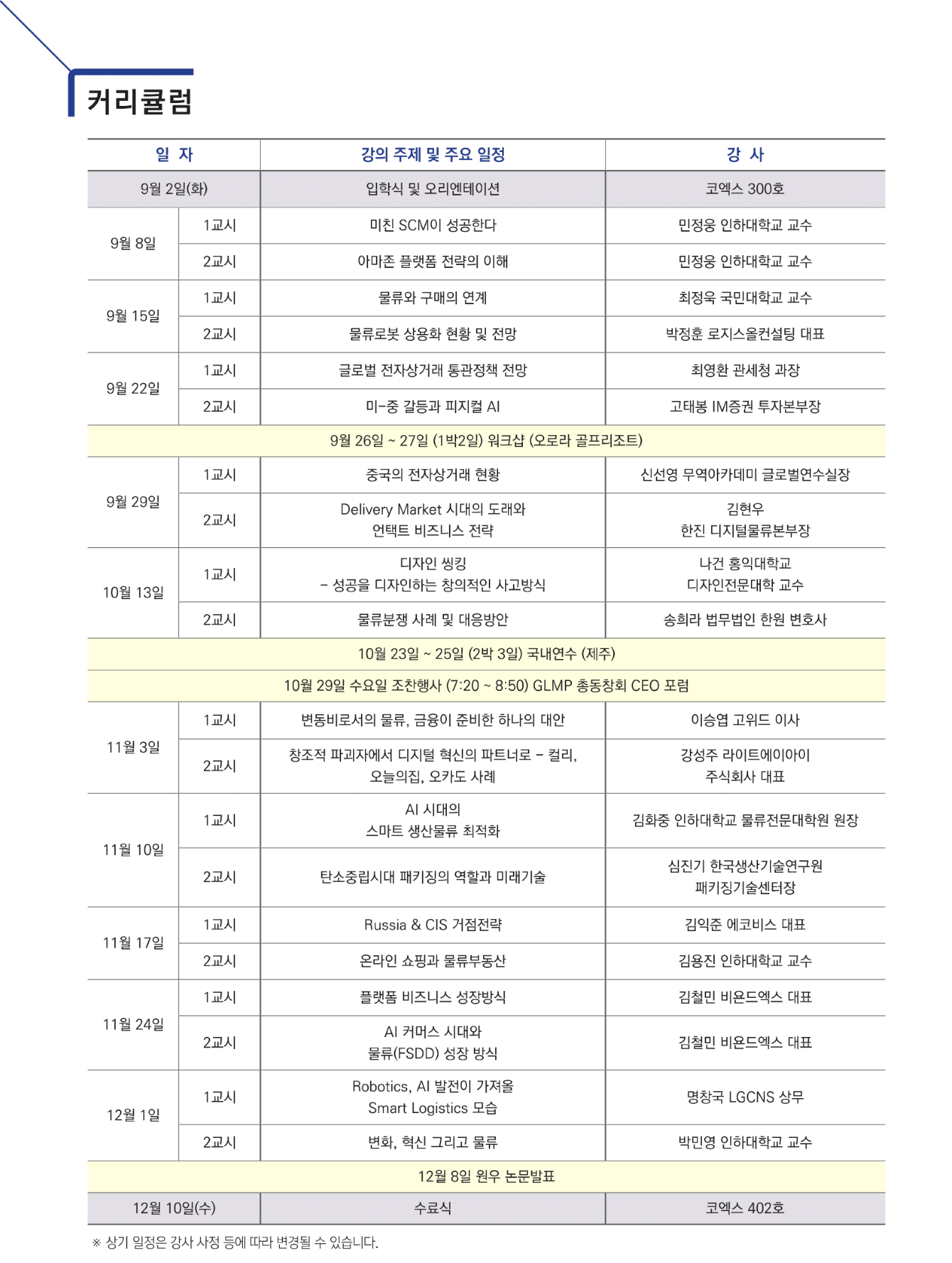 GLMP 커리큘럼